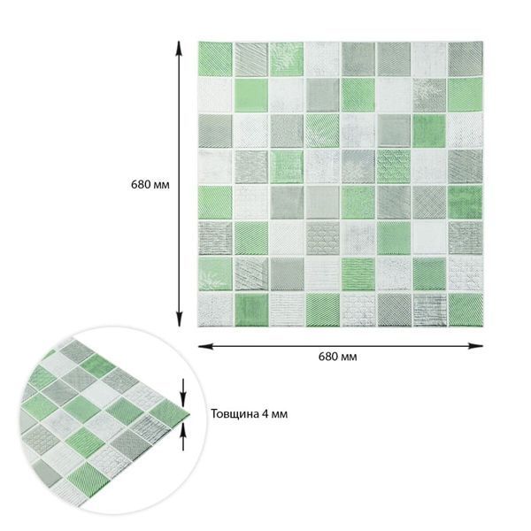 Панель стінова 3D 680х680х4мм Мозаїка зелена SW-00002010 SW-00002010 фото